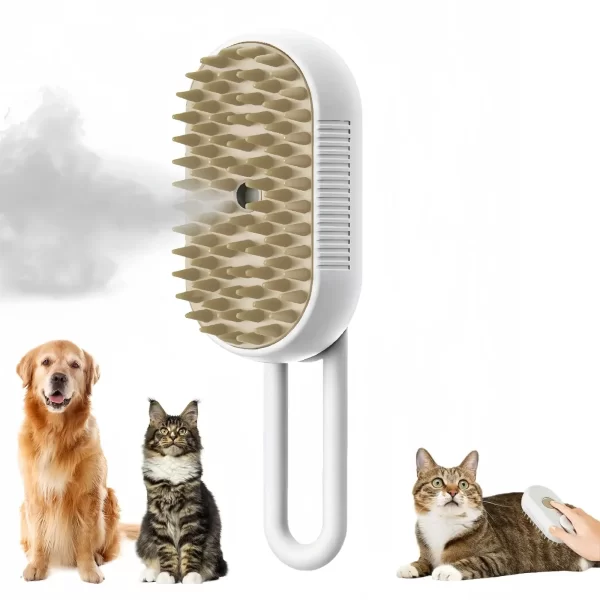 Escova Multifuncional Pets – Banho, Massagem e Remoção de Pelos com Spray de Vapor - Image 2